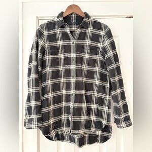 Madewell Charcoal and Cream Plaid Flannel‎ Shirt Size Small EUC